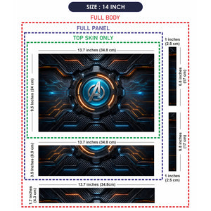 A Gear Circuit Blue Orange Laptop Skin - View 7