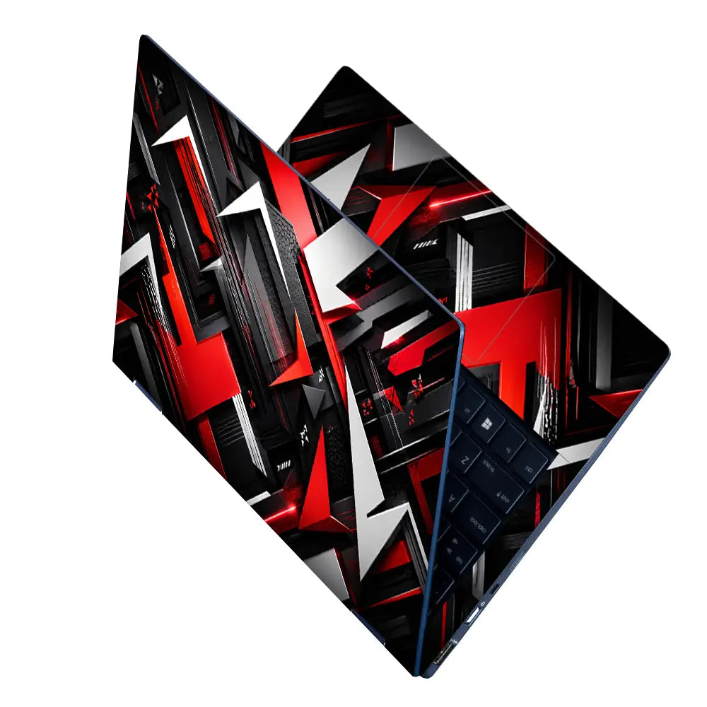 Abstract Arrows Red Black White Laptop Skin - View 2