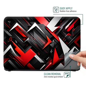 Abstract Arrows Red Black White Laptop Skin - View 4