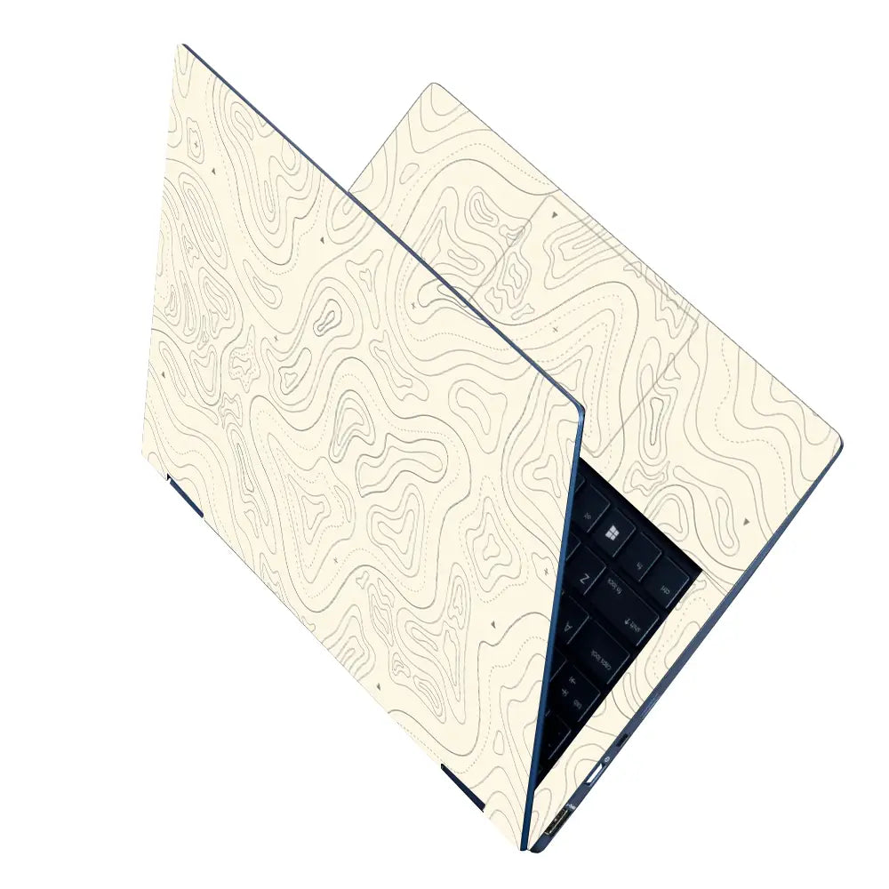 Abstract Beige Contour Lines Design Laptop Skin - View 2