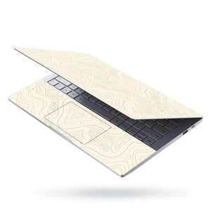 Abstract Beige Contour Lines Design Laptop Skin - View 3