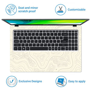 Abstract Beige Contour Lines Design Laptop Skin - View 5