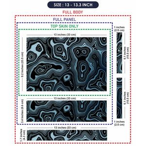 Abstract Black And Blue Contour Lines Laptop Skin - View 6