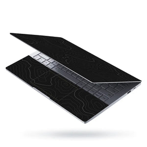 Abstract Black And Grey Contour Lines Laptop Skin - View 3