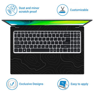 Abstract Black And Grey Contour Lines Laptop Skin - View 5