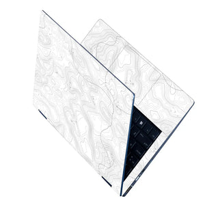 Abstract Black And White Contour Lines Laptop Skin - View 2