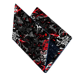 Abstract Black Red Graffiti Chaos Laptop Skin - View 2