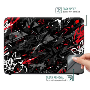 Abstract Black Red Graffiti Chaos Laptop Skin - View 4