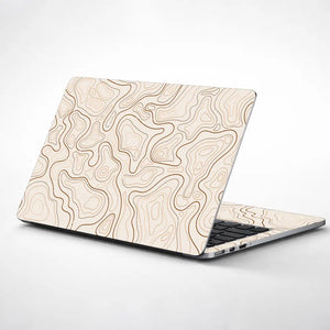 Abstract Brown Line Patterns On Beige Laptop Skin - View 1