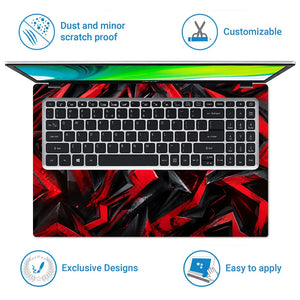 Abstract Chevrons Red Black Chunky Laptop Skin - View 5