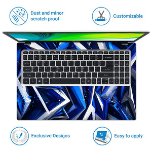 Abstract Crystals Blue Sapphire Laptop Skin - View 5