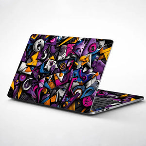 Abstract Cubist Faces Purple Laptop Skin - View 1