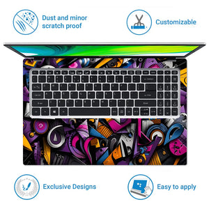 Abstract Cubist Faces Purple Laptop Skin - View 5