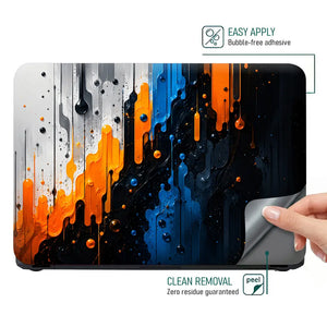 Abstract Drips Orange Blue Paint Laptop Skin - View 4