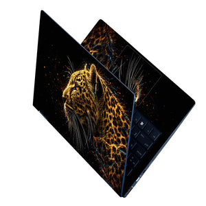 Abstract Glowing Leopard Profile in Darkness Laptop Skin - View 2