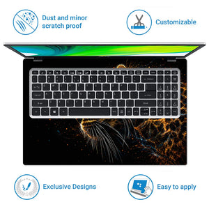 Abstract Glowing Leopard Profile in Darkness Laptop Skin - View 5