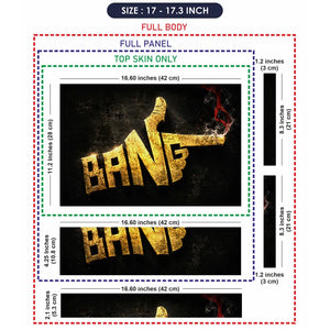 Abstract Gold Bang Smoking Gun Typography Laptop Skin - View 9