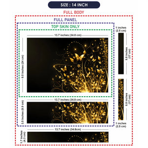 Abstract Golden Butterflies and Floral Sparkles Laptop Skin - View 7