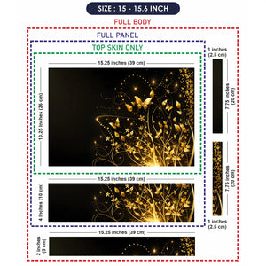 Abstract Golden Butterflies and Floral Sparkles Laptop Skin - View 8