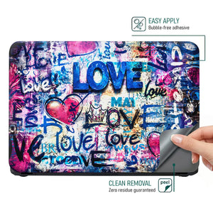 Abstract Graffiti Love Wall Pink Blue Laptop Skin - View 4