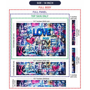 Abstract Graffiti Love Wall Pink Blue Laptop Skin - View 7