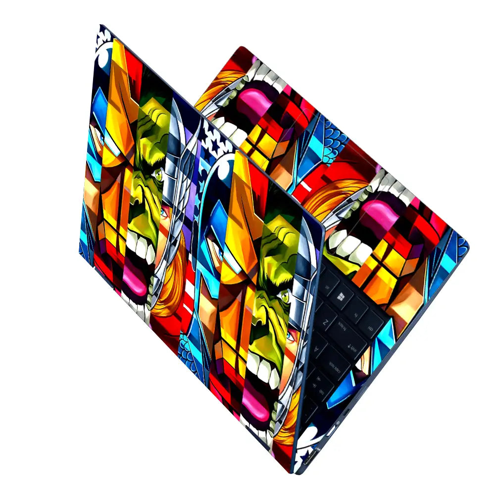 Abstract Heroic Faces Laptop Skin - View 2
