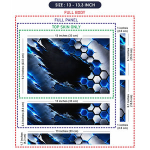 Abstract Hexagon Metal Blue Cracked Laptop Skin - View 6