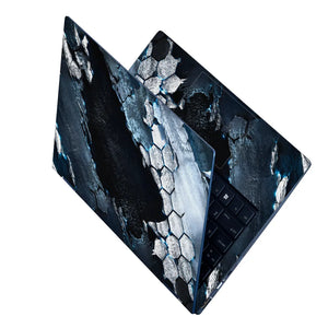 Abstract Hexagon Rock Cave Blue Laptop Skin - View 2