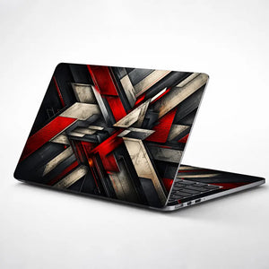 Abstract Industrial Steel Red Beams Laptop Skin - View 1