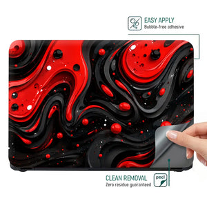 Abstract Liquid Red Black Swirls Laptop Skin - View 4