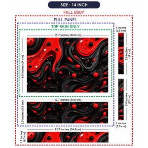 Abstract Liquid Red Black Swirls Laptop Skin - View 7