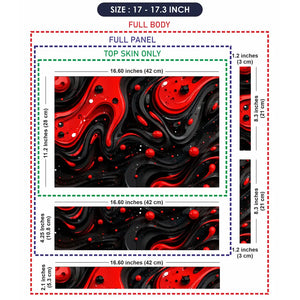 Abstract Liquid Red Black Swirls Laptop Skin - View 9