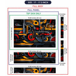 Abstract Machinery Yellow Red Gears Laptop Skin - View 9