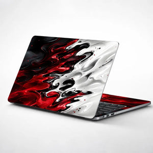 Abstract Marble Red White Liquid Laptop Skin - View 1