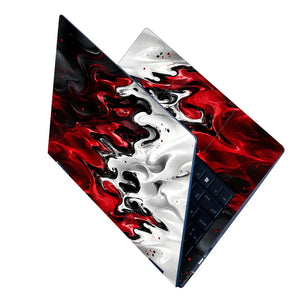 Abstract Marble Red White Liquid Laptop Skin - View 2