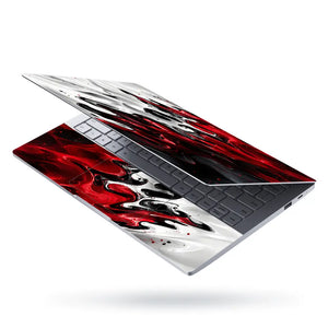 Abstract Marble Red White Liquid Laptop Skin - View 3