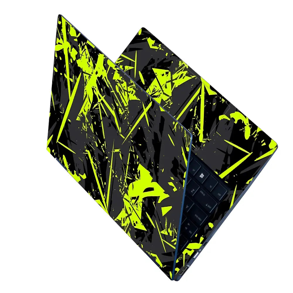Abstract Neon Green Chaos Laptop Skin - View 2