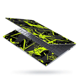 Abstract Neon Green Chaos Laptop Skin - View 3