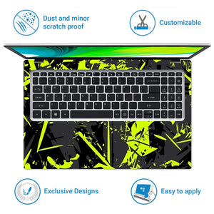 Abstract Neon Green Chaos Laptop Skin - View 5