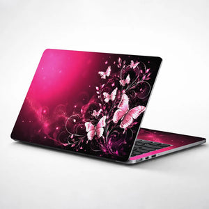 Abstract Pink Butterfly Garden Swirls Laptop Skin - View 1