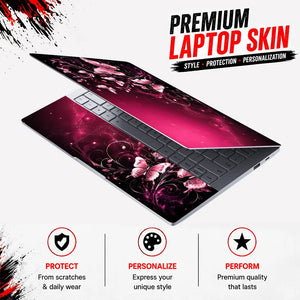 Abstract Pink Butterfly Garden Swirls Laptop Skin - View 3