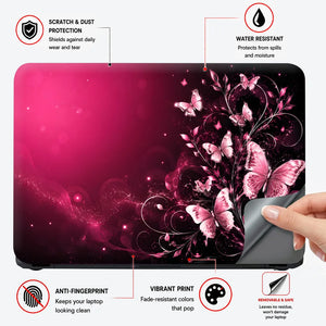 Abstract Pink Butterfly Garden Swirls Laptop Skin - View 4