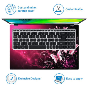 Abstract Pink Butterfly Garden Swirls Laptop Skin - View 5