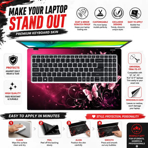 Abstract Pink Butterfly Garden Swirls Laptop Skin - View 5