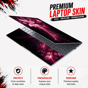 Abstract Pink Glowing Butterfly Floral Hearts Laptop Skin - View 3