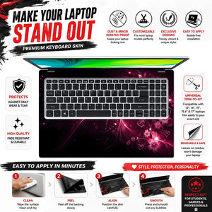 Abstract Pink Glowing Butterfly Floral Hearts Laptop Skin - View 5