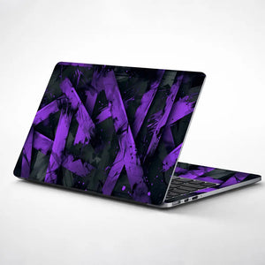 Abstract Purple Brush Strokes On Dark Background Laptop Skin - View 1