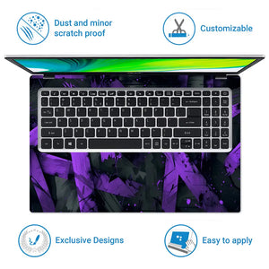 Abstract Purple Brush Strokes On Dark Background Laptop Skin - View 5