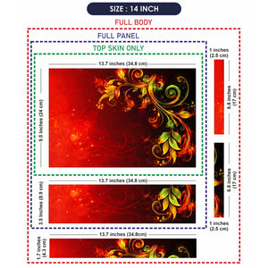 Abstract Red Fire Foliage Swirls on Black Laptop Skin - View 7