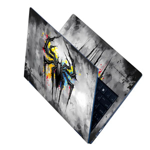 Abstract Spider Art With Color Splashes Laptop Skin - View 2